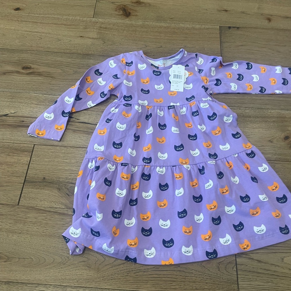 Blossom & sprout by Florence Eiseman Purple Cat Print Dress